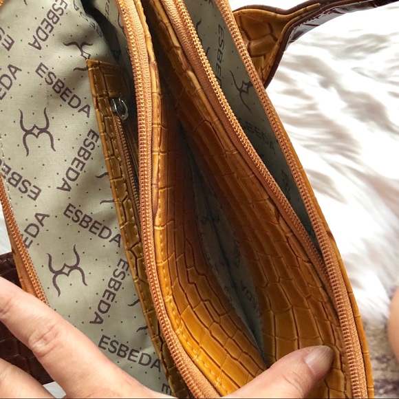 SOLD❗️ESBEDA Leather Satchel Reptile Pattern bag - Picture 6 of 8